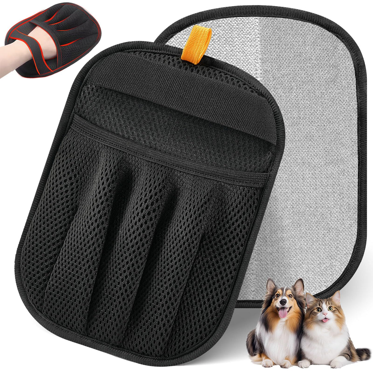 Five-finger electrostatic pet hair removal glove for upholstery and car seats
