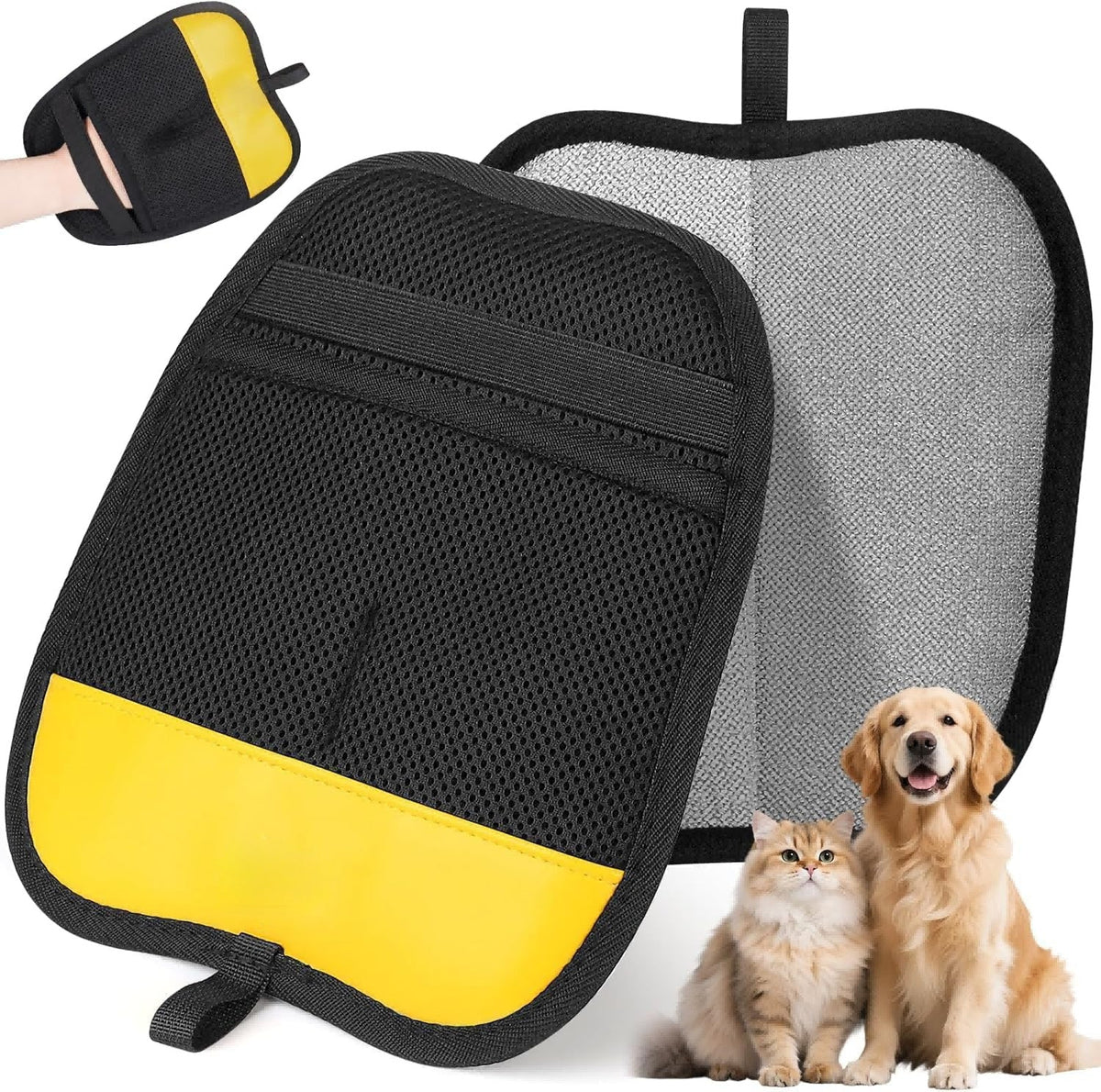 Reusable electrostatic pet hair remover glove for car seats and upholstery