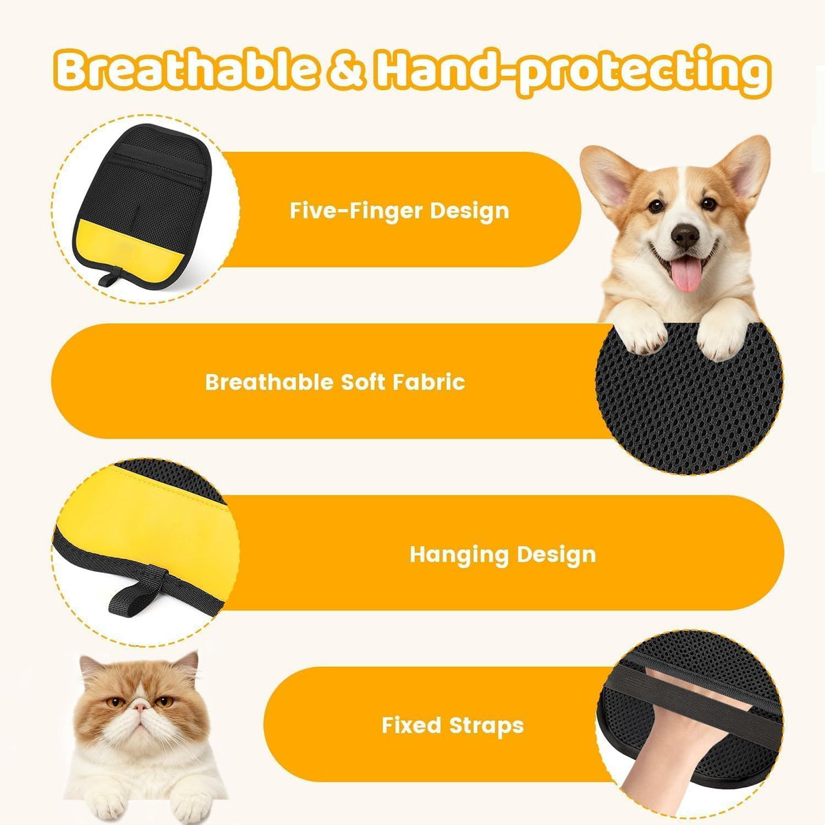 Reusable pet hair remover glove – alternate view