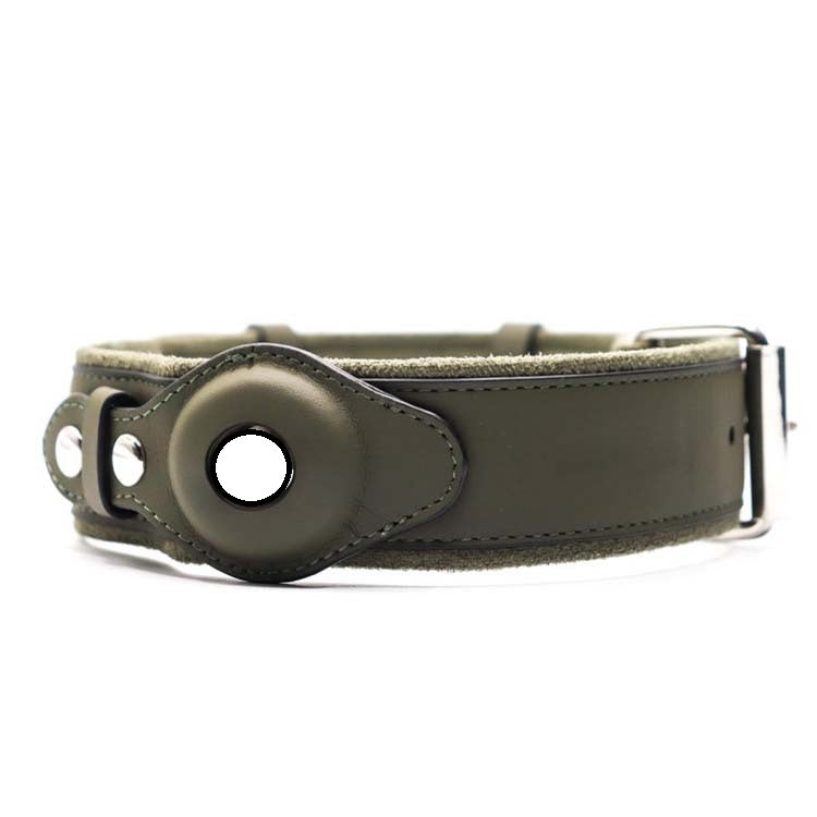 Leather GPS dog collar, genuine leather tracker holder – alternate view