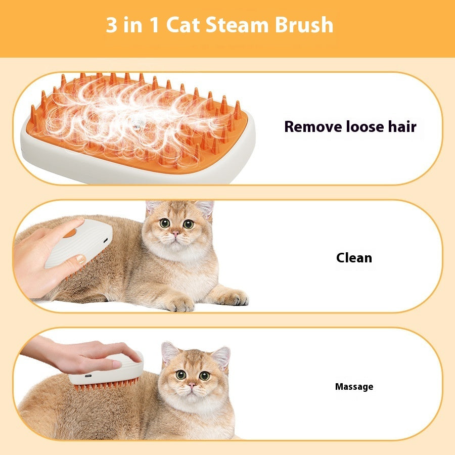 USB rechargeable steam comb, cordless cat grooming – alternate view