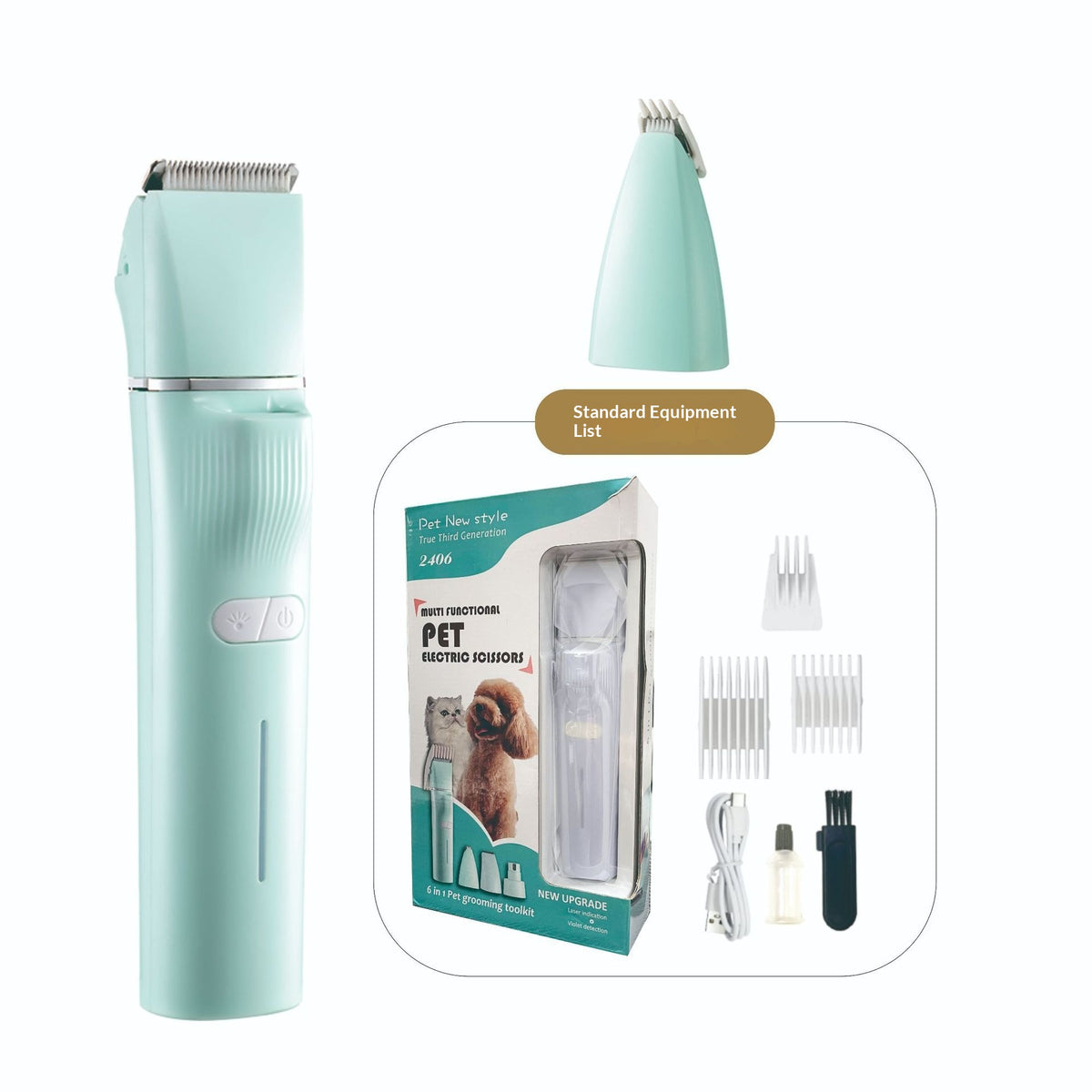 High-power pet clipper, cordless multi-attachment kit – alternate view