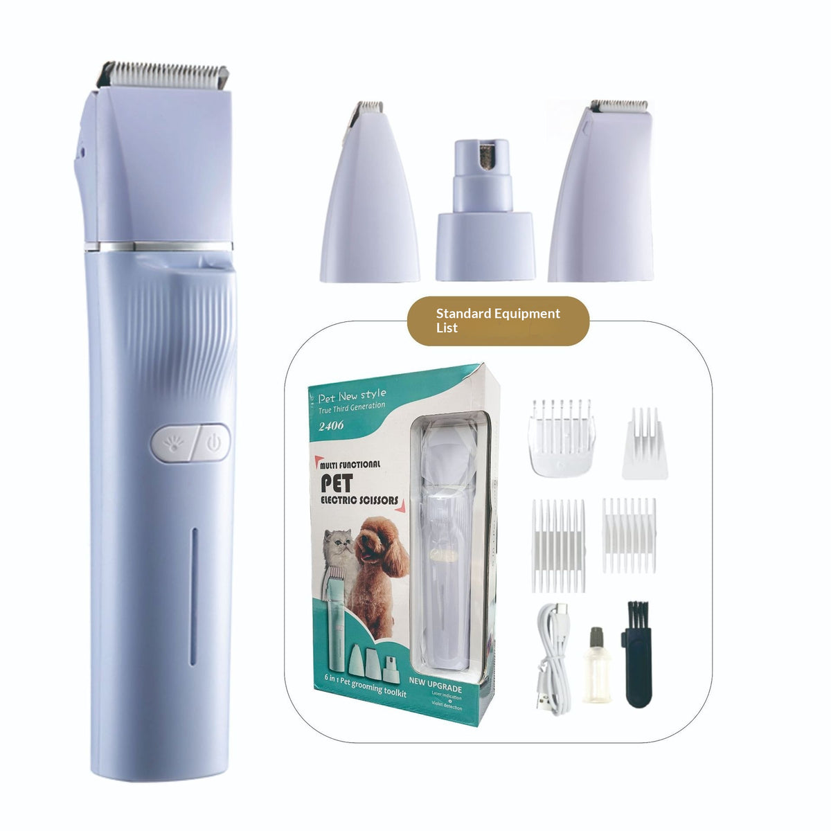 High-power pet clipper, cordless multi-attachment kit – alternate view