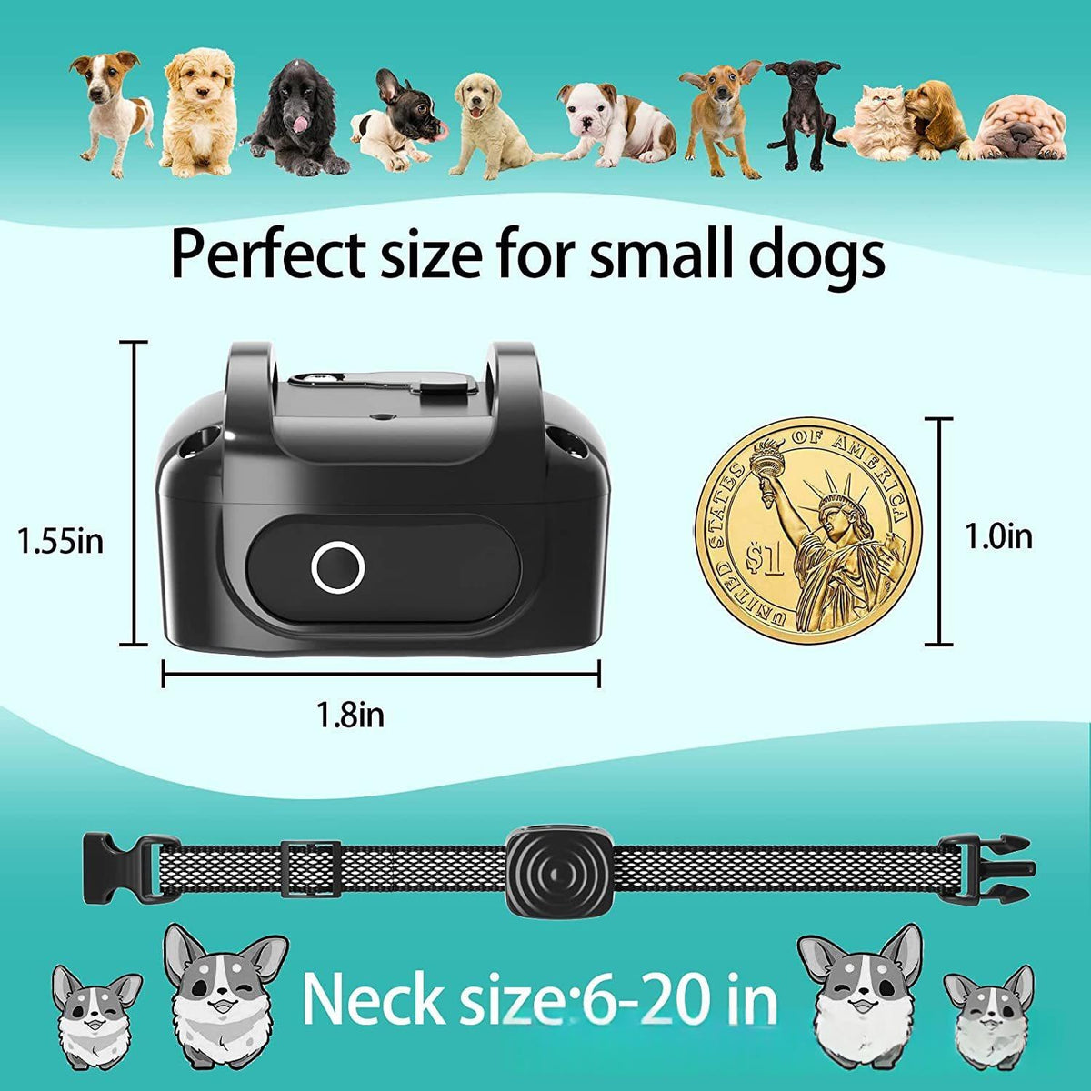 Smart anti-bark vibration dog collar – alternate view