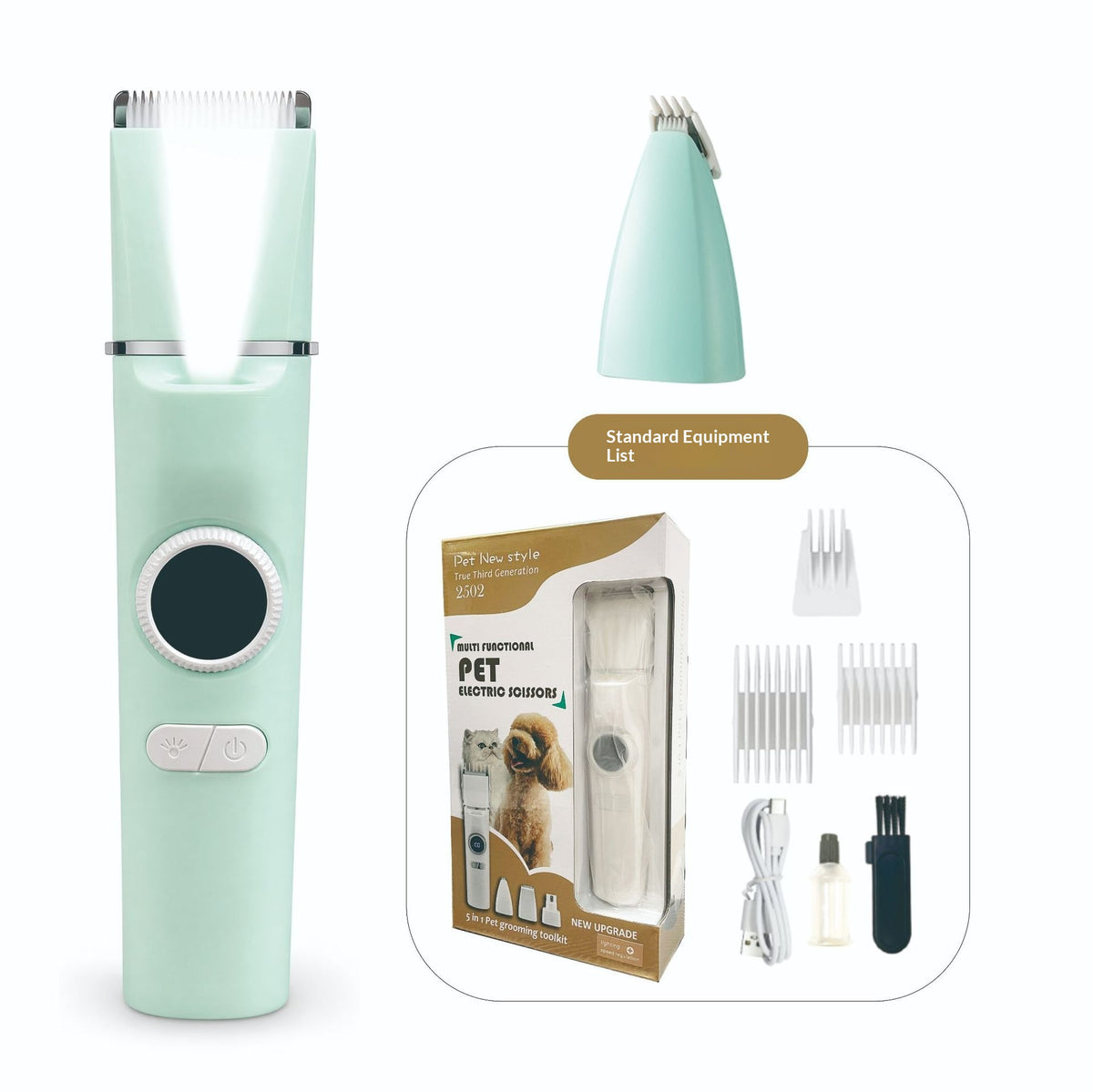 Pet clipper with digital display, grooming kit – alternate view