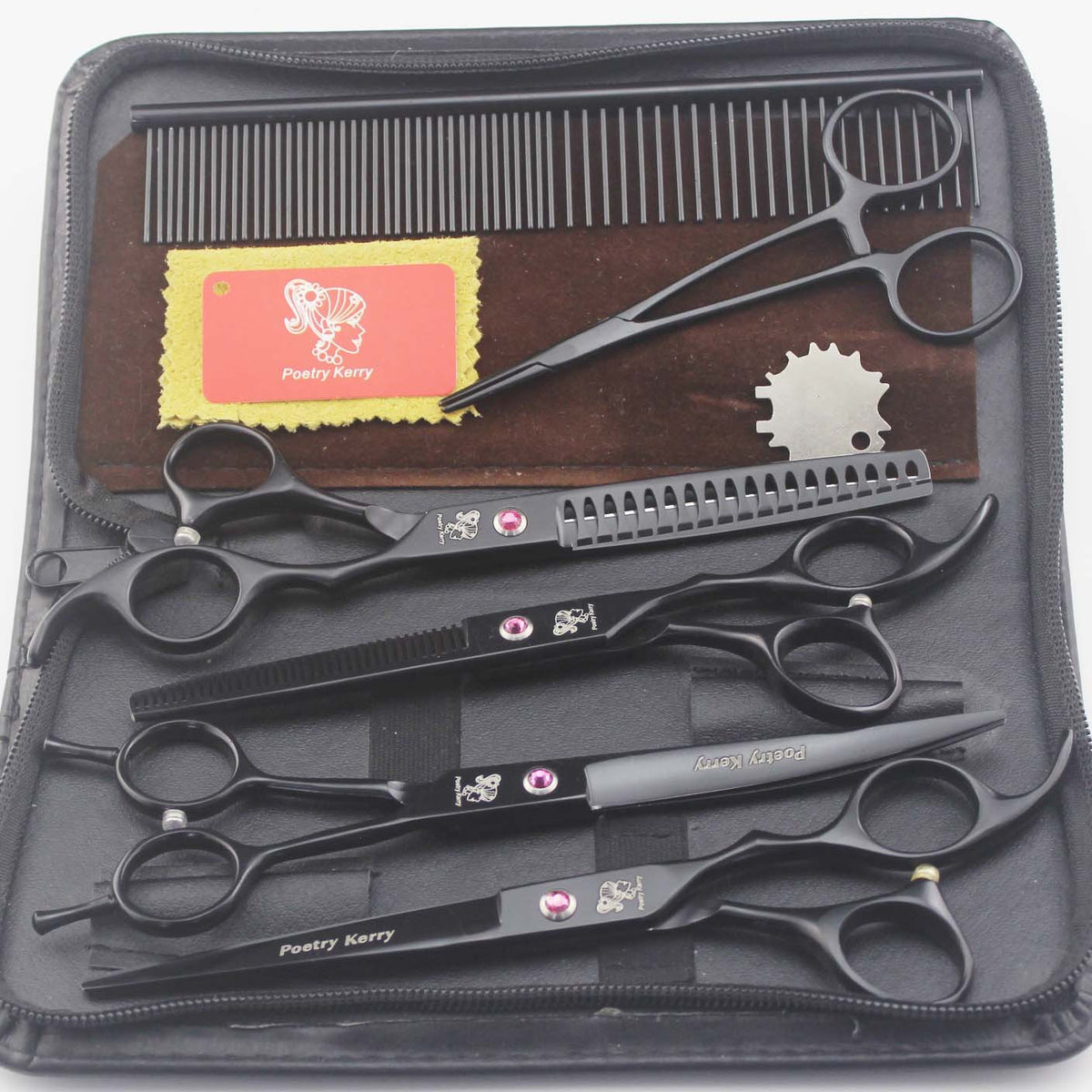 5-Piece professional pet grooming kit, shears & forceps – alternate view