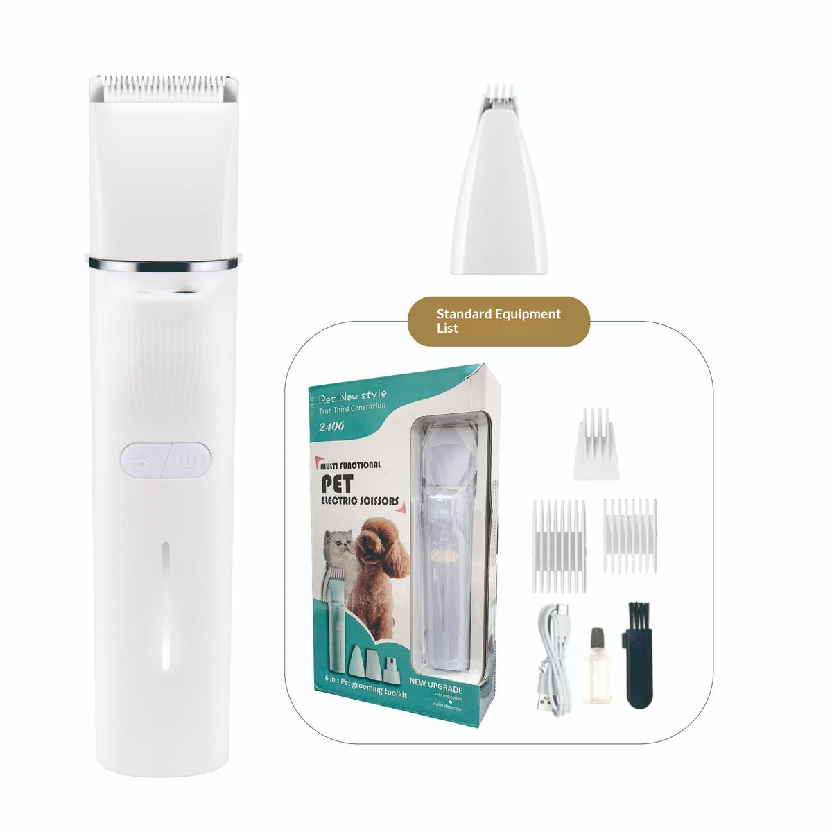 High-power pet clipper, cordless multi-attachment kit – alternate view