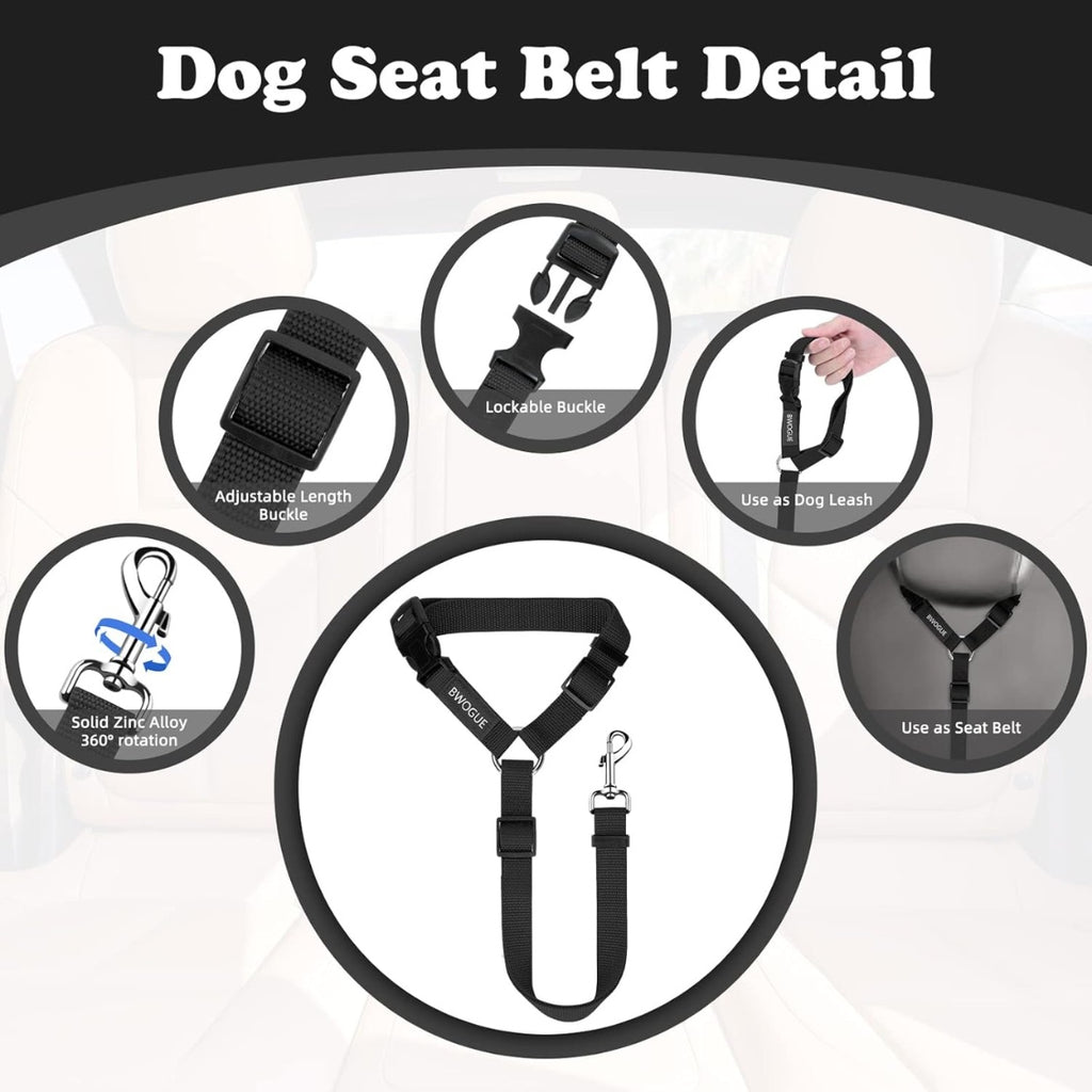 Dog car seat belt 2-pack, headrest restraint – alternate view
