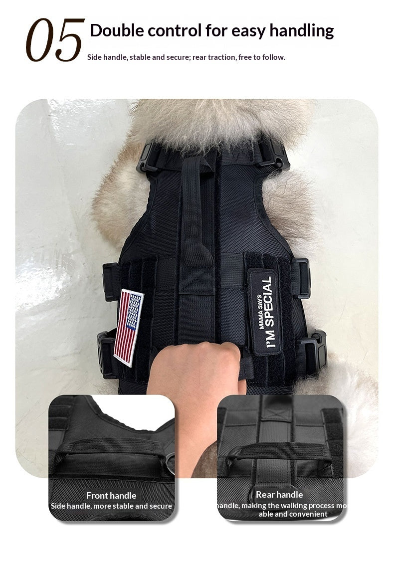 Tactical chest harness with dog leash – alternate view