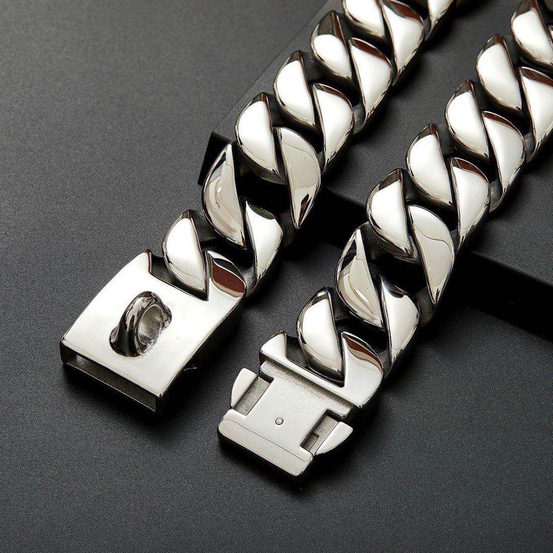 32mm thick stainless steel dog necklace collar – alternate view