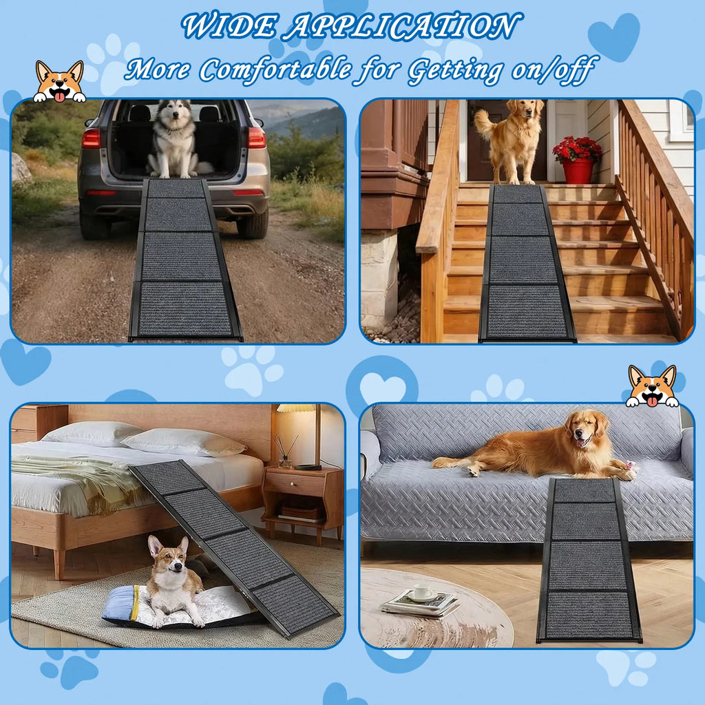 Folding dog car ramp, non-slip, 71in – alternate view