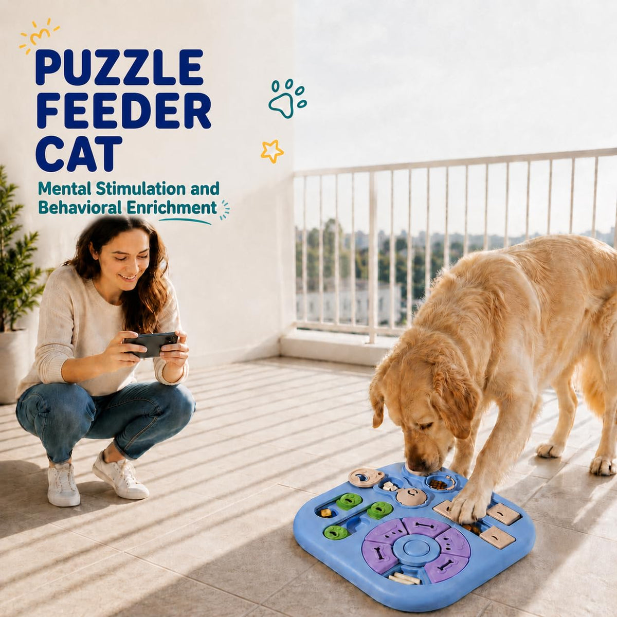 Cat maze puzzle feeder, slow feeder toy – alternate view