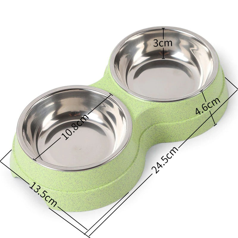 Double steel pet bowl, food & water feeder – alternate view
