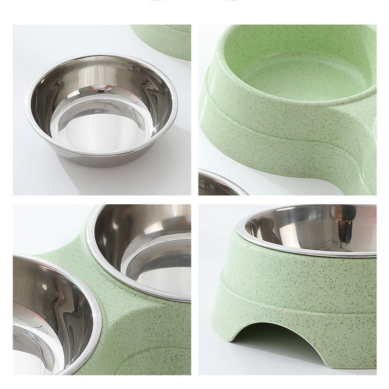Double steel pet bowl, food & water feeder – alternate view