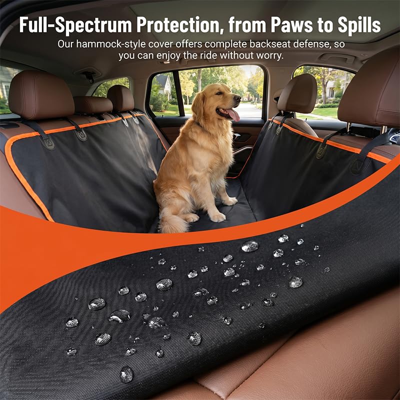 Waterproof dog car seat cover, back seat – alternate view