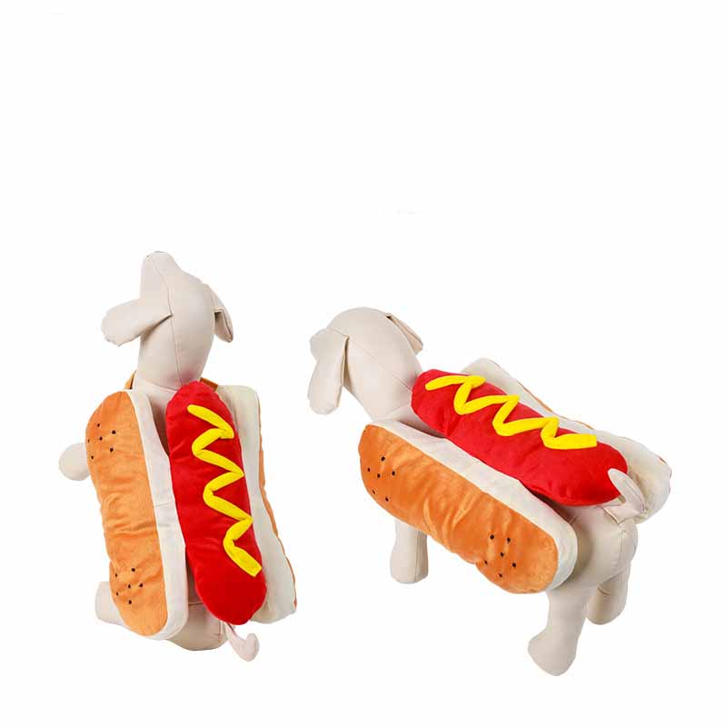 Hot dog costume for pets, Halloween pun – alternate view