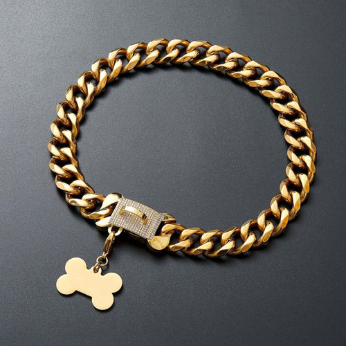 19mm wide stainless steel dog leash collar
