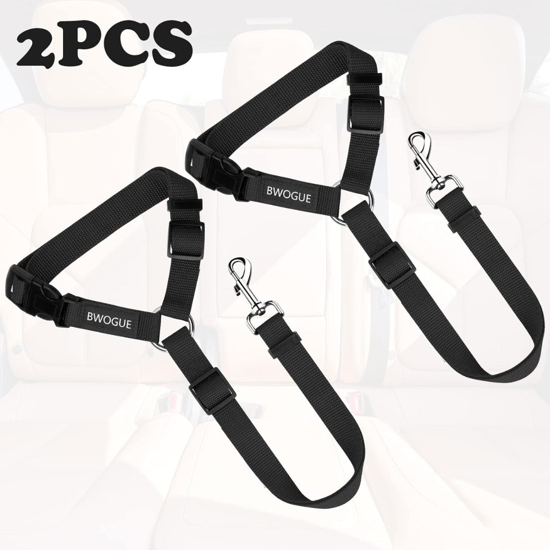 Dog car seat belt 2-pack, headrest restraint – alternate view