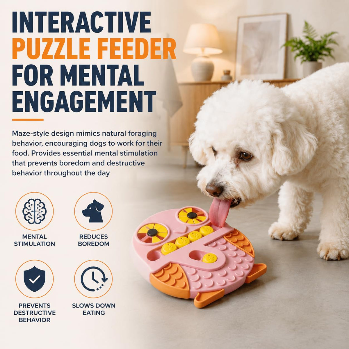 Slow feeder bowl & lick mat, dog puzzle toy – alternate view