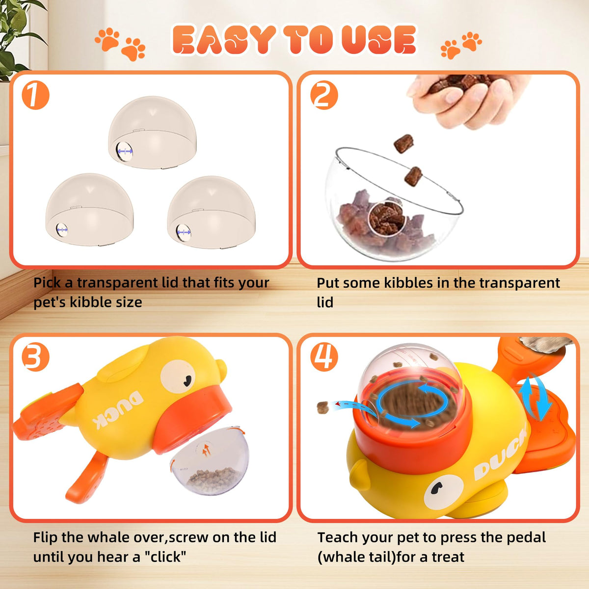 Duck treat dispenser, slow feeder puzzle toy – alternate view