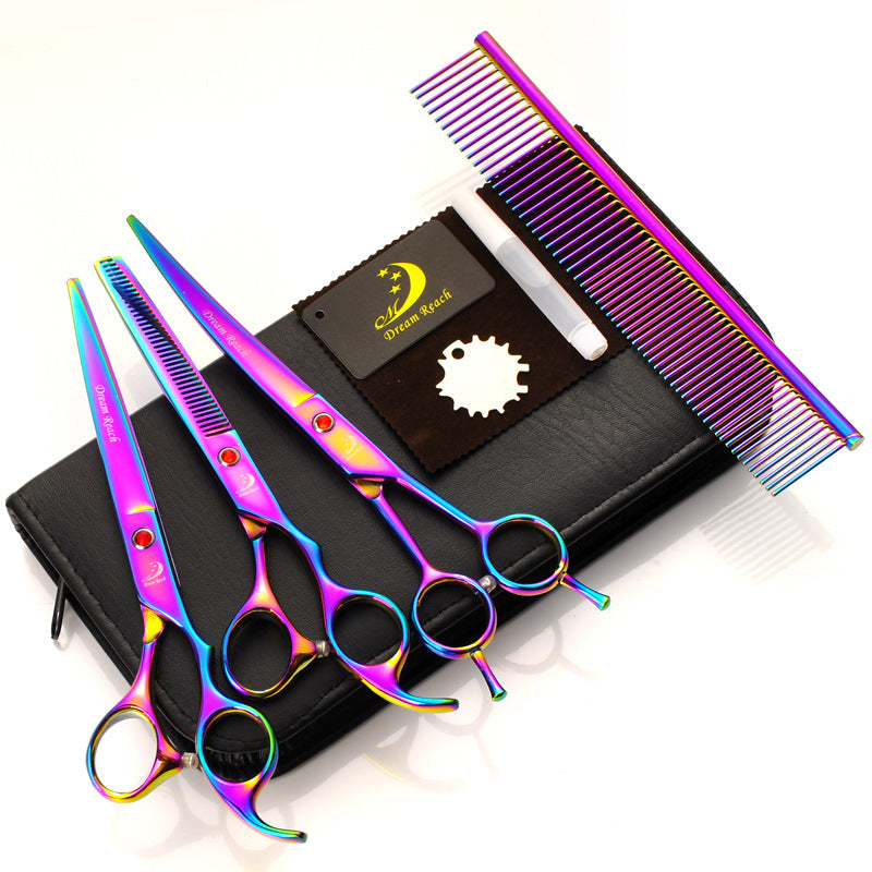 Professional pet grooming scissors, straight shears and 6-piece kit