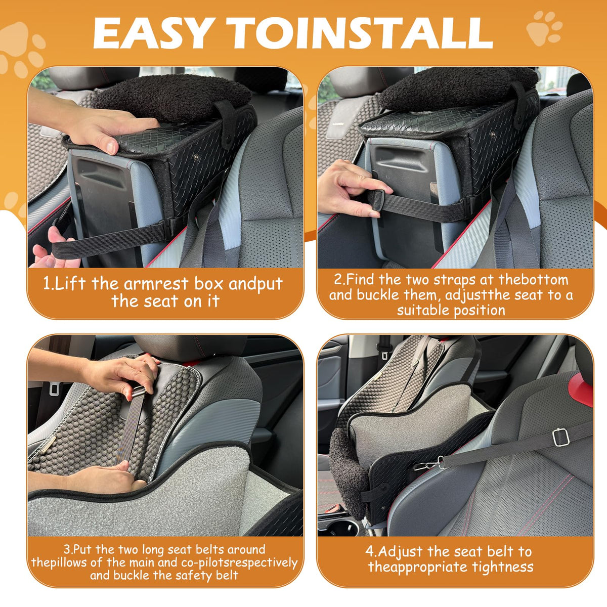 Center console dog car seat, booster to 15lbs – alternate view