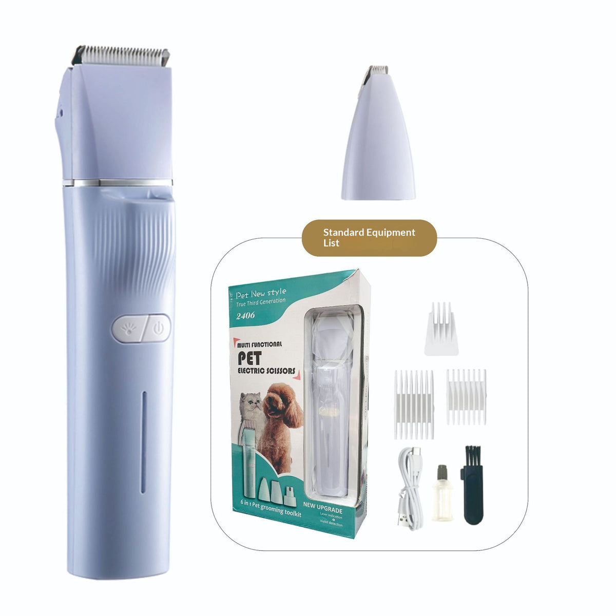 High-power pet clipper, cordless multi-attachment kit – alternate view