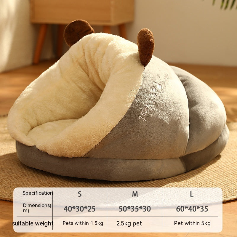 Winter pet slipper bed, cozy small nest – alternate view