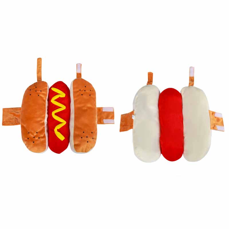 Hot dog costume for pets, Halloween pun – alternate view