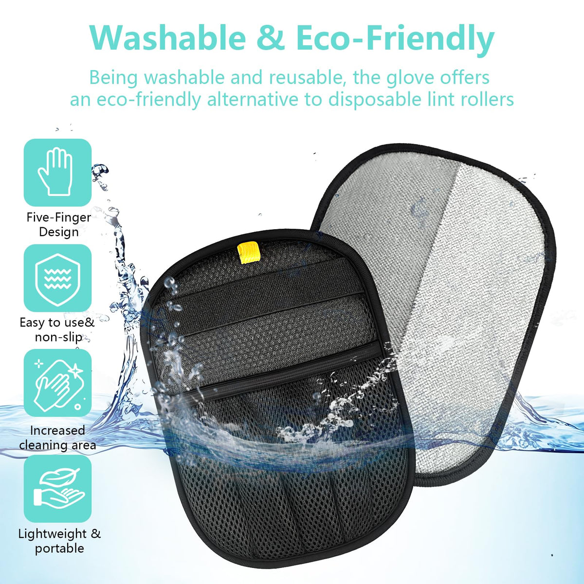 Electrostatic pet hair removal glove – alternate view