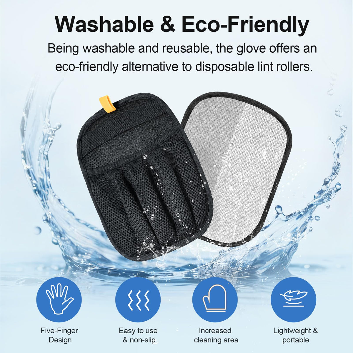 Five-finger pet hair removal glove – alternate view