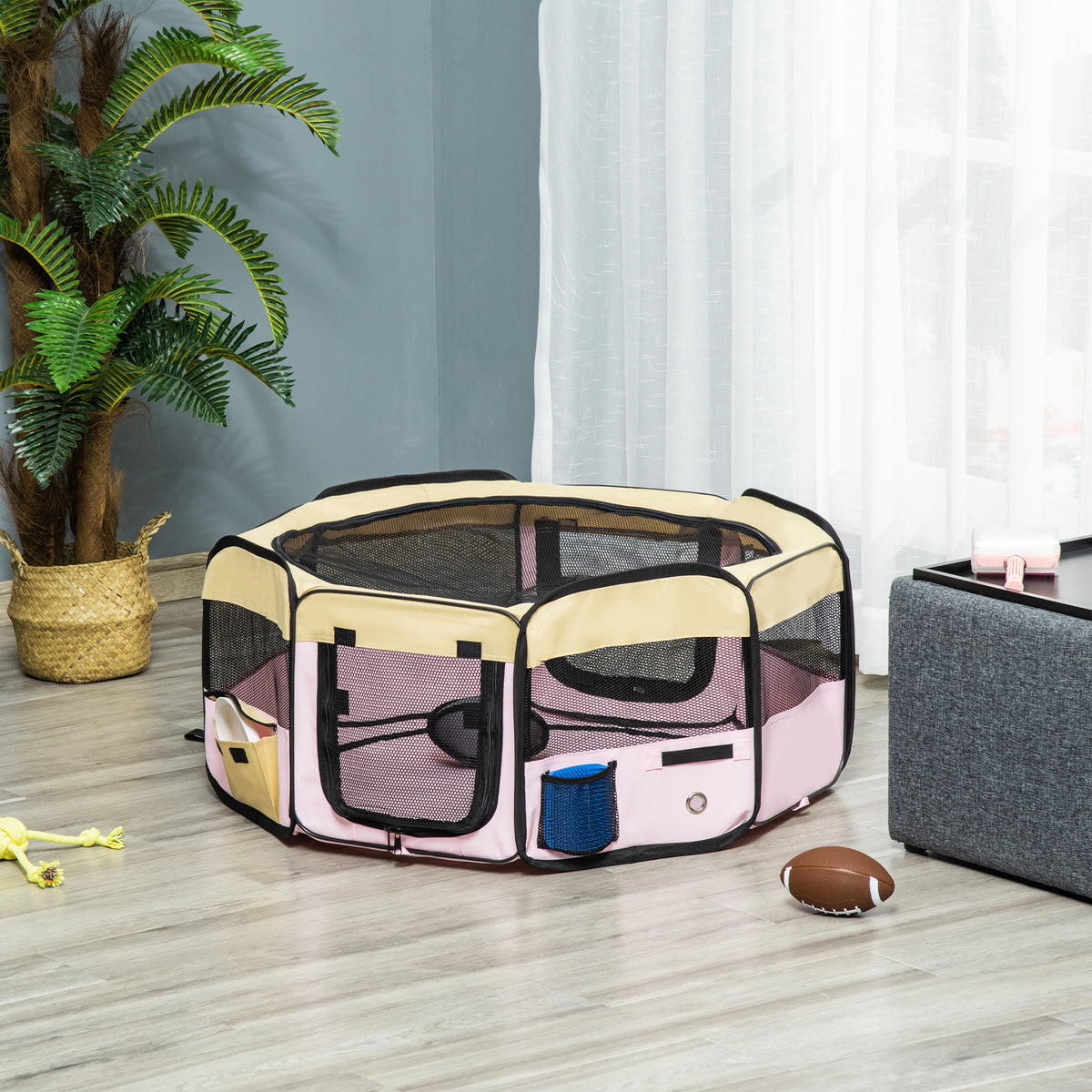 Pink fabric pet playpen, whelping box 90x41cm – alternate view