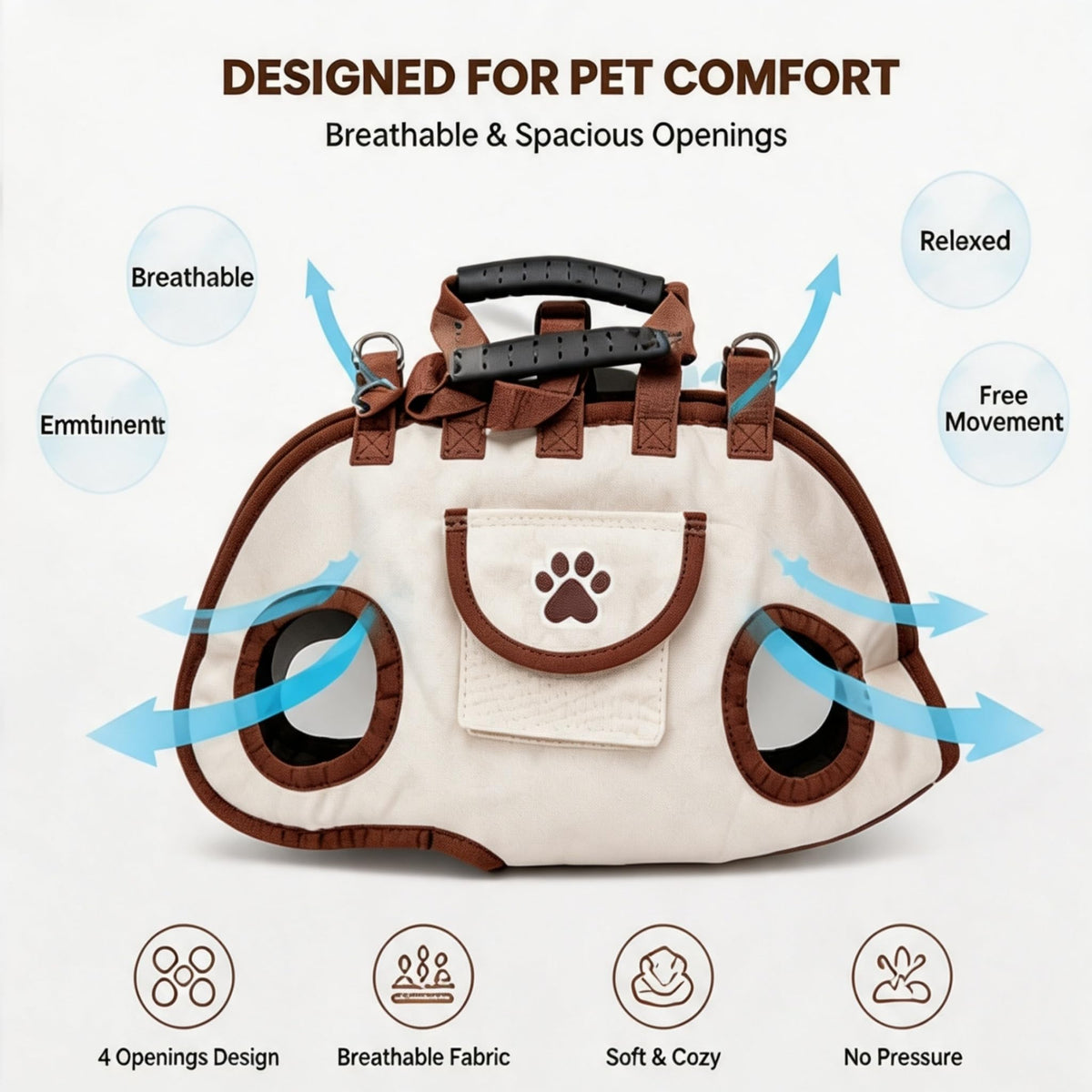 Hands-free dog carrier bag, purse & leash – alternate view