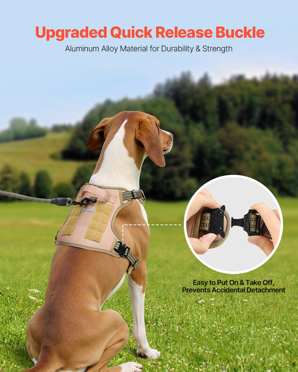 Tactical dog harness, no-pull vest for large dogs