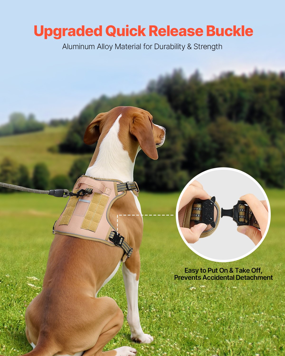 Tactical dog harness, no-pull vest for large dogs