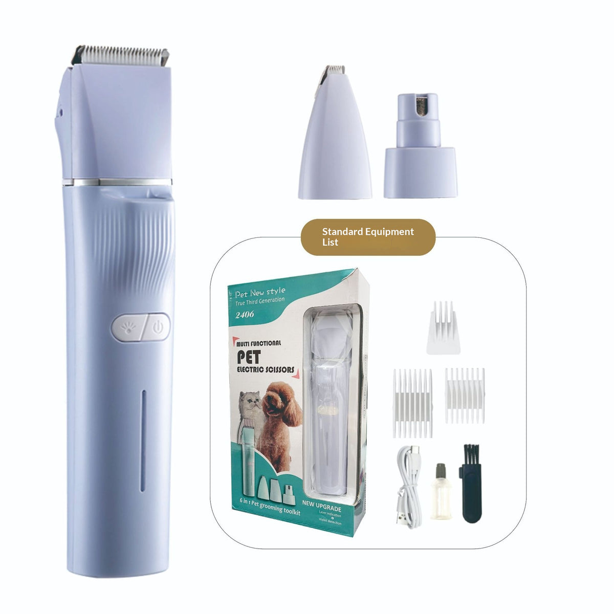 High-power pet clipper, cordless multi-attachment kit – alternate view