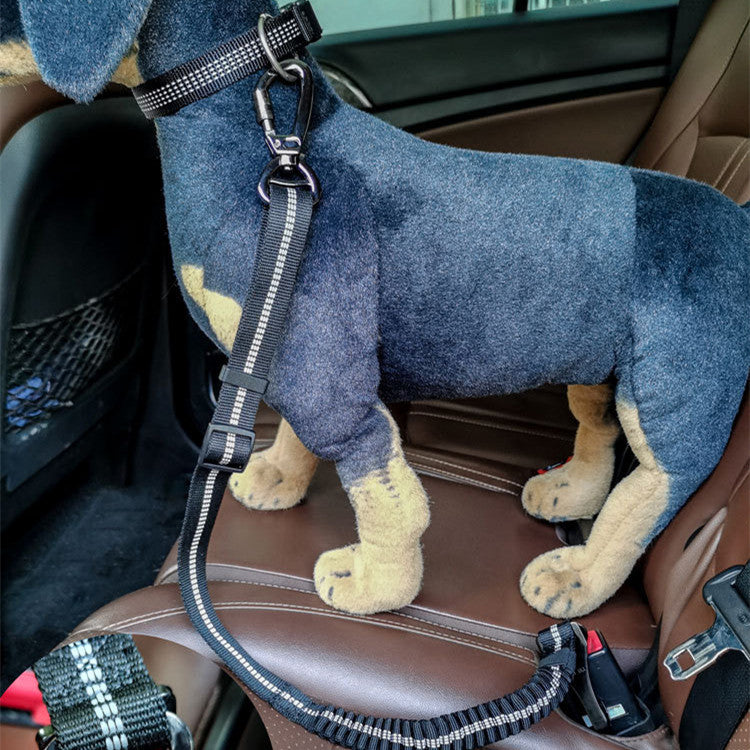 Reflective retractable dog car seat belt