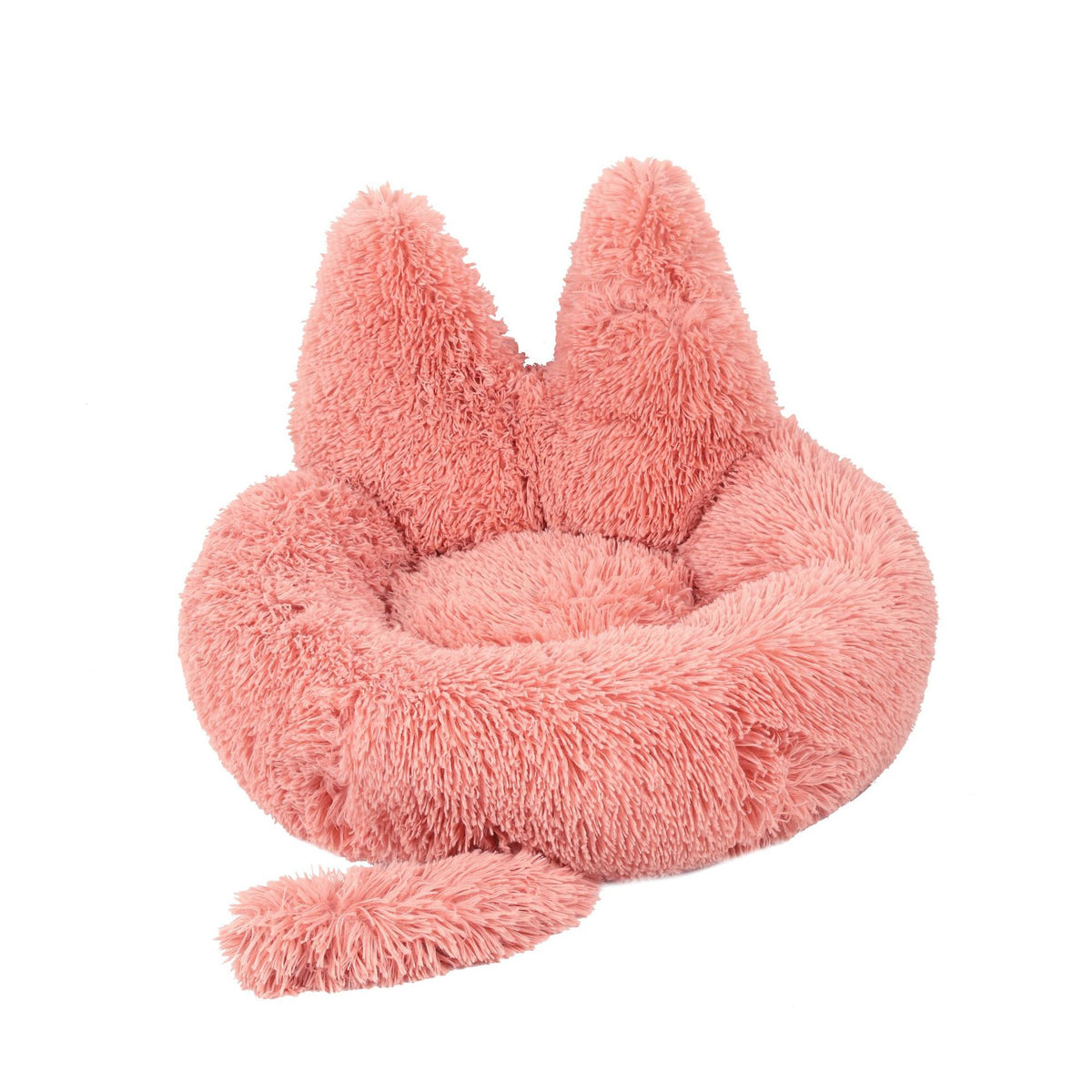 Long round plush winter pet nest bed for cats and small dogs