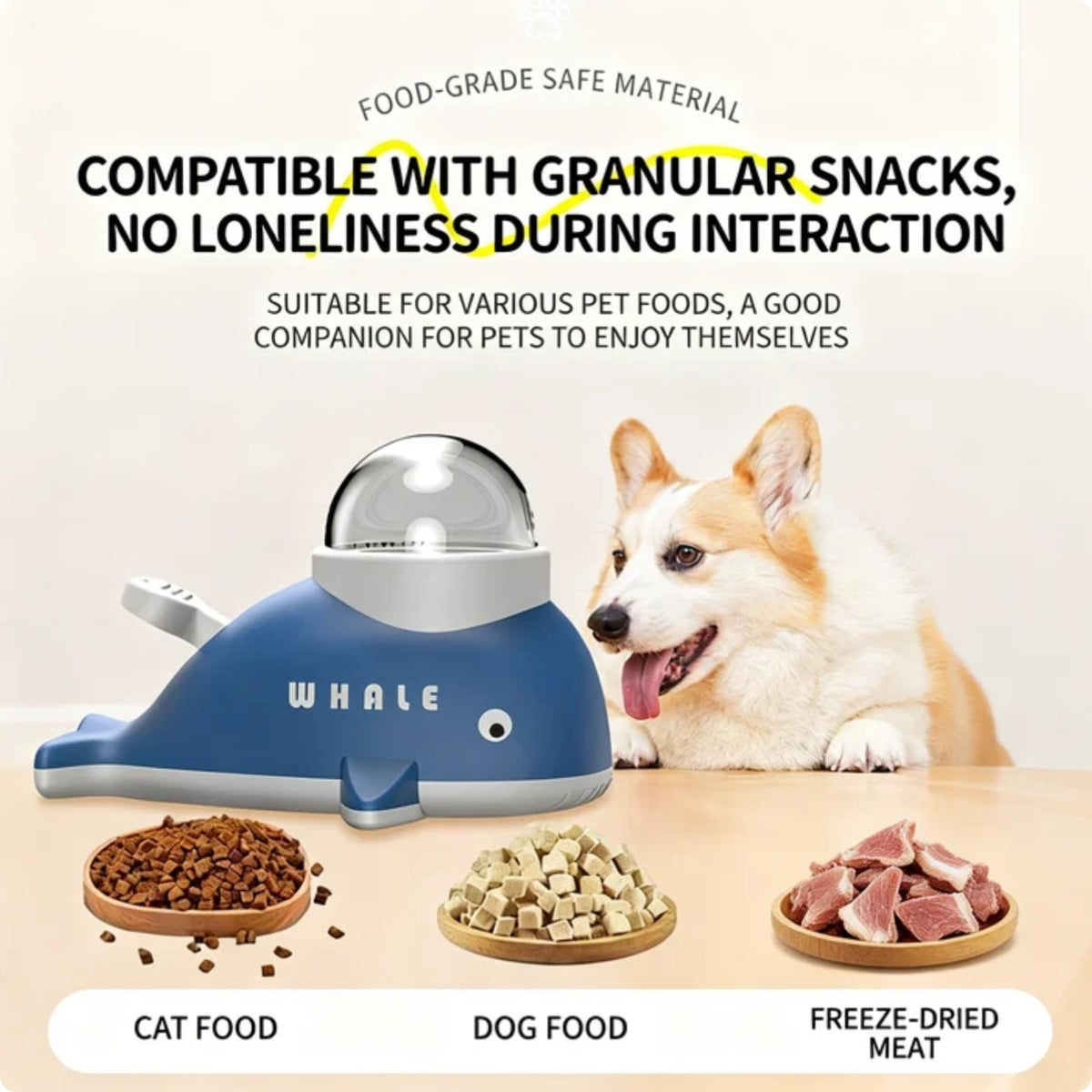 Whale slow feeder toy, IQ training for pets – alternate view