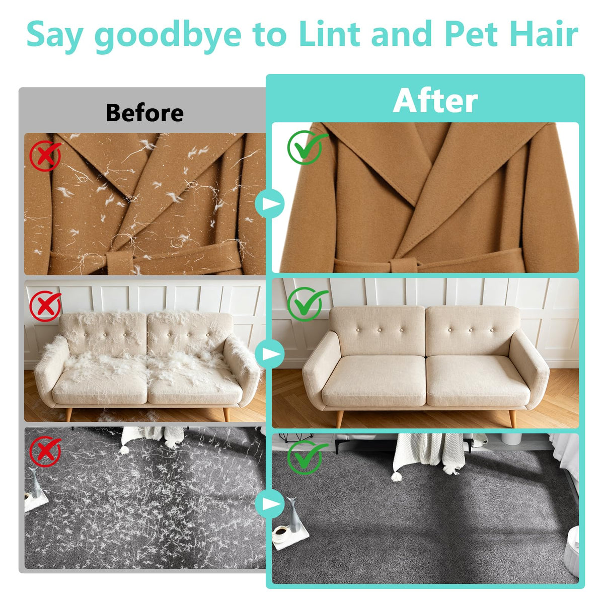 Electrostatic pet hair removal glove – alternate view