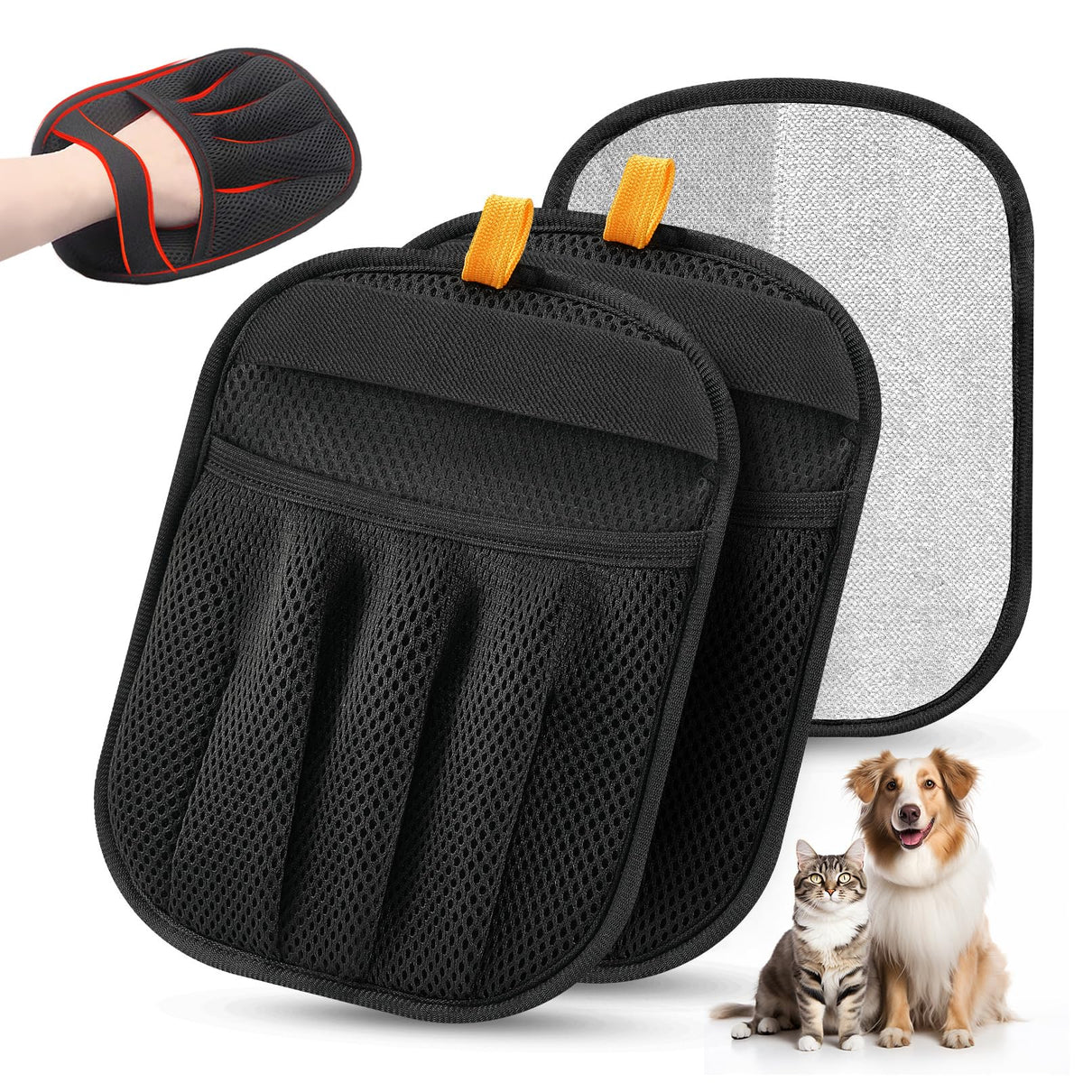 Five-finger pet hair removal glove – alternate view