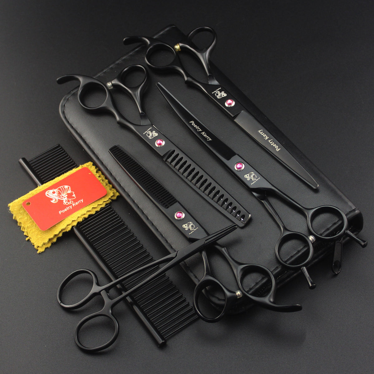 5-piece professional pet grooming scissors kit with comb and forceps