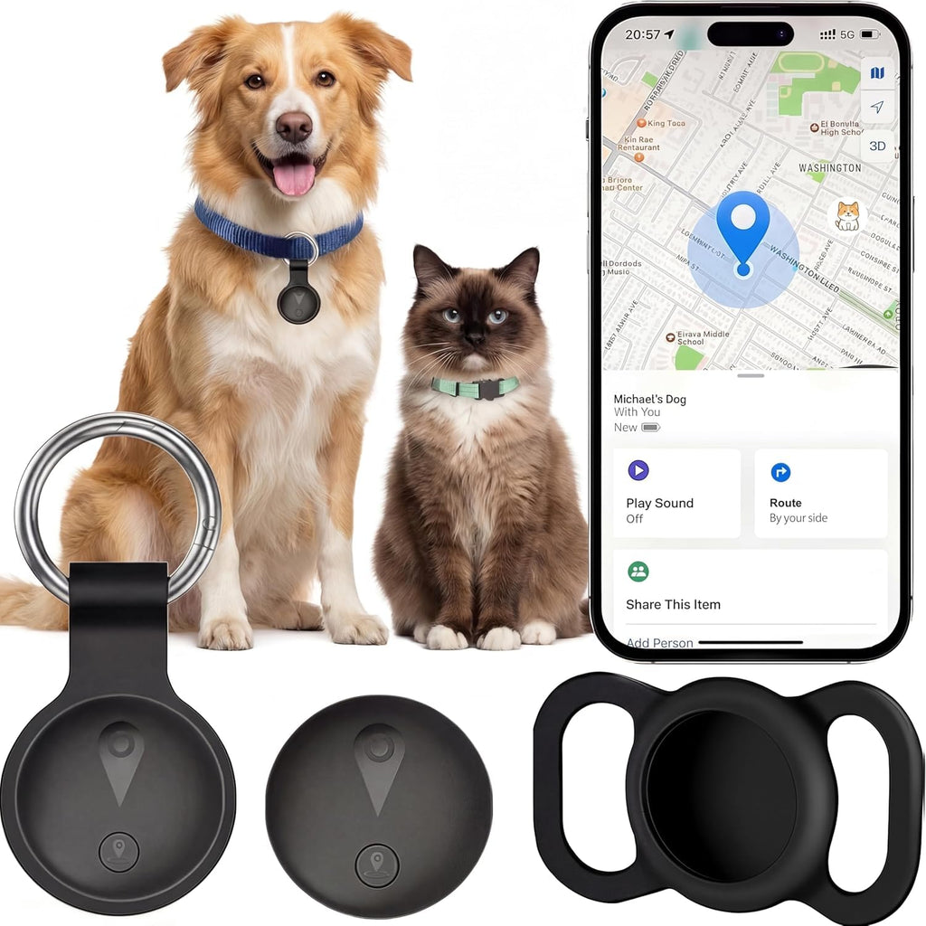 GPS dog tracker with holder, works with Apple Find My, IP68 waterproof