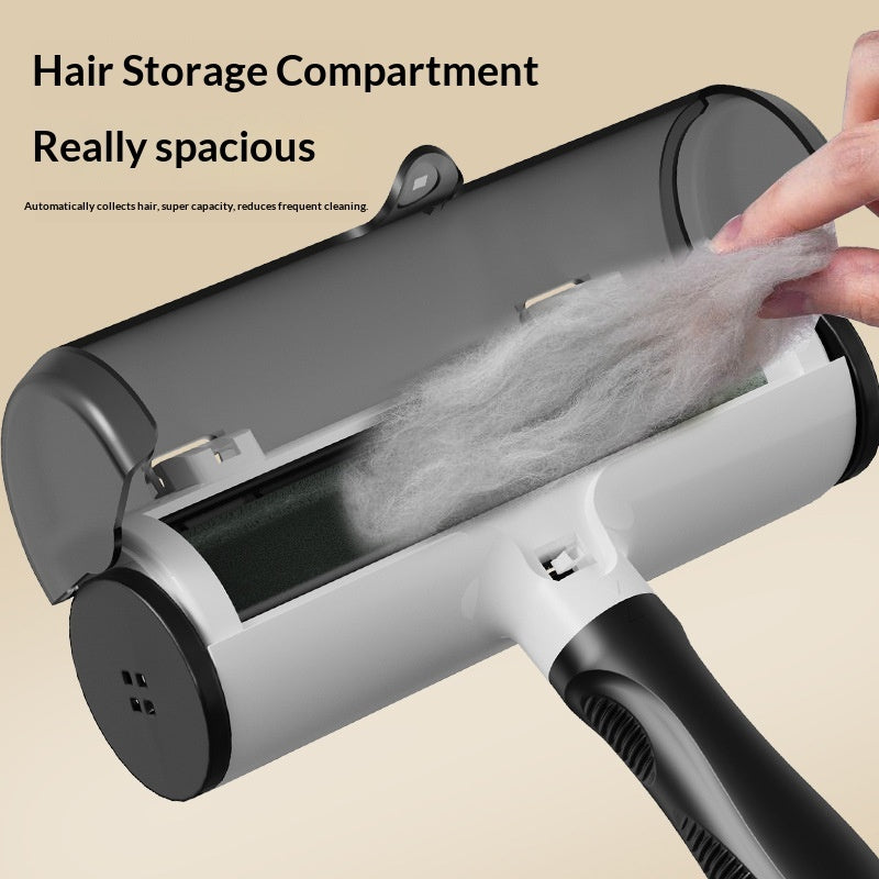 Self-cleaning pet brush, T-shaped roller for fur removal – alternate view