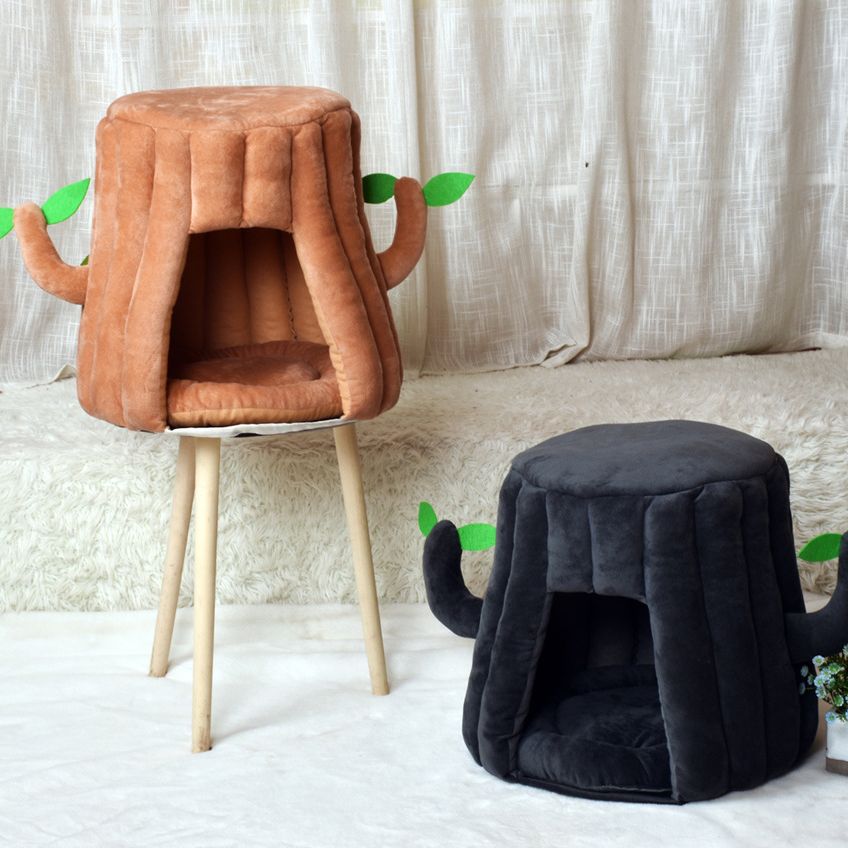 Enclosed cat house bed, cozy plush hideaway – alternate view