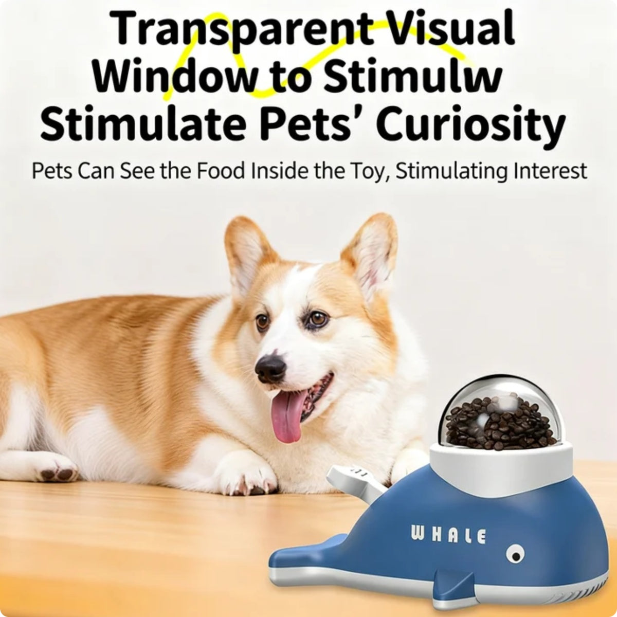 Whale slow feeder toy, IQ training for pets – alternate view