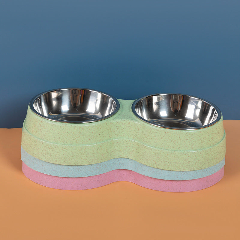 Double steel pet bowl, food & water feeder – alternate view