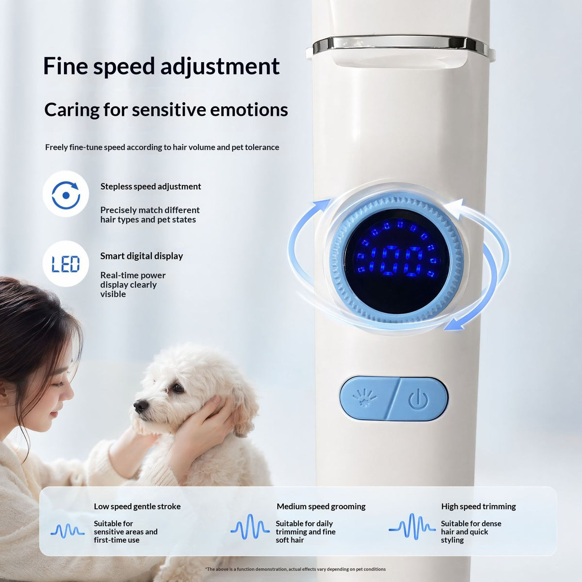 Pet clipper with digital display, grooming kit – alternate view
