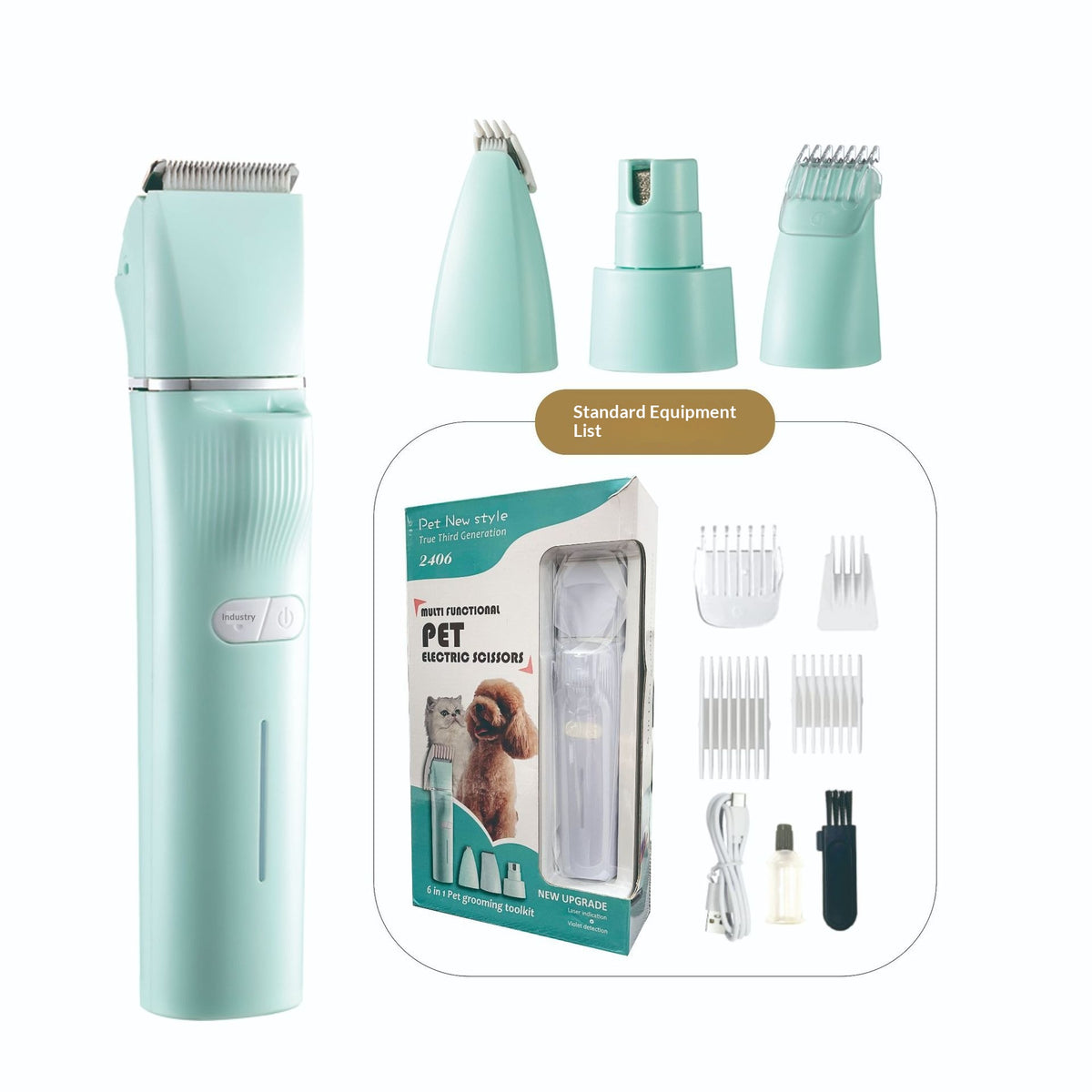 High-power pet clipper, cordless multi-attachment kit – alternate view
