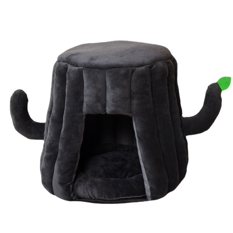 Enclosed cat house bed, cozy plush hideaway – alternate view